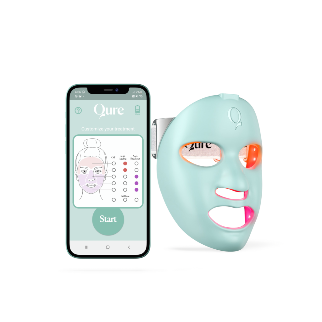 Qure LED Face Mask red light therapy device for acne and anti-aging skincare