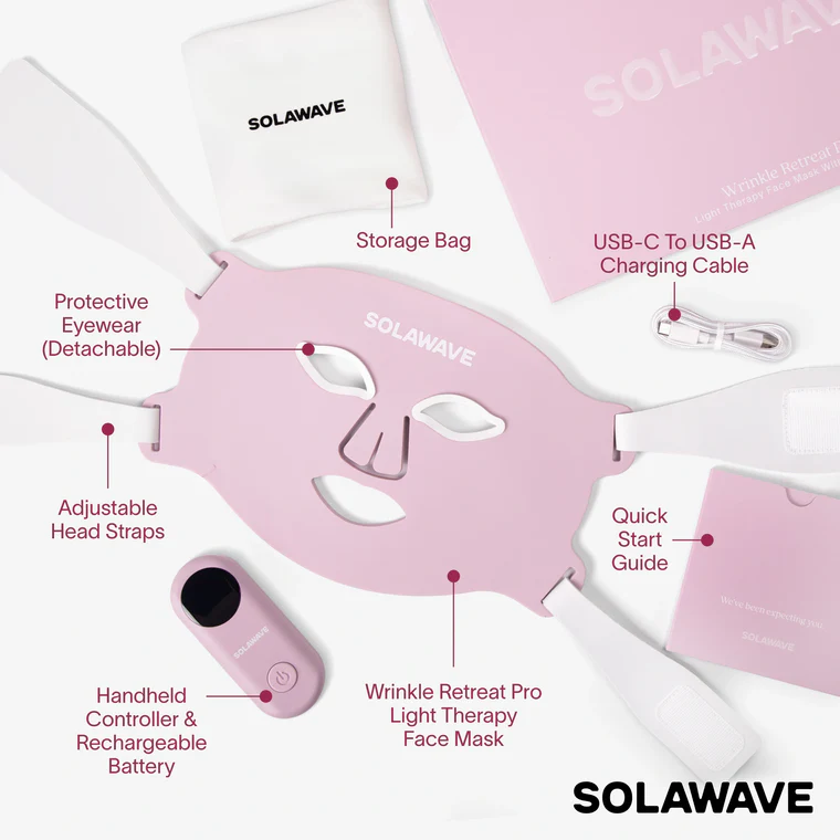 Solawave Wrinkle Retreat LED face mask with red and near-infrared light therapy for wrinkles and skin rejuvenation
